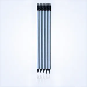 7" Single color black wood hb pencil with black aluminium ferrule and eraser