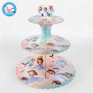 1 bộ trẻ em phim hoạt hình công chúa sinh nhật bé bên tắm 3-tier tông cupcake đứng giữ bánh đứng