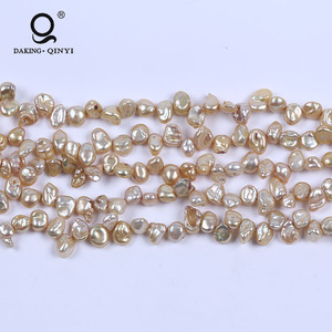 Daking Jewelry Champagne 7-8mm Perlas naturales <span class=keywords><strong>de</strong></span> agua dulce Hebras <span class=keywords><strong>Precio</strong></span> <span class=keywords><strong>de</strong></span> <span class=keywords><strong>una</strong></span> <span class=keywords><strong>perla</strong></span> verdadera - Product Image 3