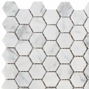 Polished White Carrara Mixed Onxy Marble Hexagon Mosaic Bathroom Wall Floor Tile China Supplier On Sale Background