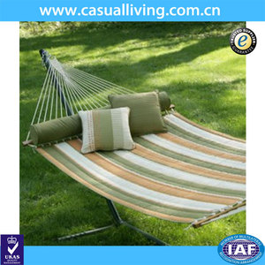 Double hamac matelassé pour 2 personnes, hamac de plage, avec cadre en bois/support en bois, barres d'extension et oreiller, offre spéciale - Product Image 6