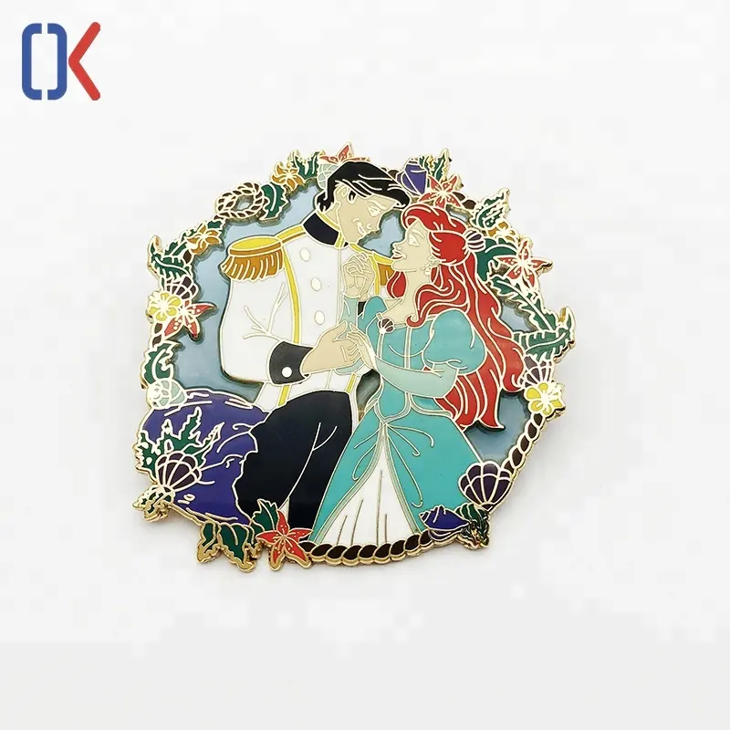 China Factory hoge kwaliteit custom fairy bloem vergulde metalen ambachten email revers pin voor souvenir