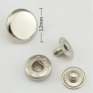 הנמכר ביותר 12mm כסף פשוט מתכת לדחוף כפתור מותאם אישית הצמד כפתור עבור בגדי אביזרים