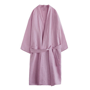 All'ingrosso personalizzato in lino 100% per adulti <span class=keywords><strong>pigiama</strong></span> manica lunga accappatoio nuovo Design Plus Size per la primavera tinta tinta tinta - Product Image 2