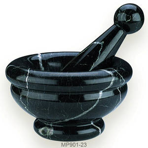 Mortier en marbre zèbre noir pilon porcelaine épices outils de meulage accessoires de cuisine pour usage domestique boîte emballée - Product Image 1