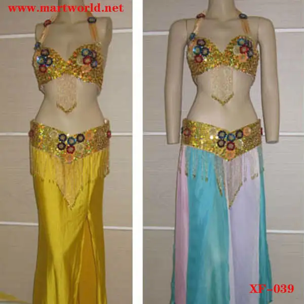 सोने सेक्सी अरब बेली नृत्य पोशाक थोक (XF-039)