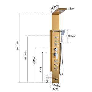 Haute qualité intérieure <span class=keywords><strong>salle</strong></span> <span class=keywords><strong>de</strong></span> bains douche ensemble douche colonne or en acier inoxydable panneau <span class=keywords><strong>de</strong></span> douche <span class=keywords><strong>de</strong></span> massage - Product Image 2