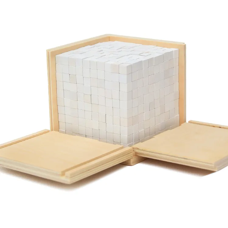 Montessori Materialen Volume Box Met 1000Pcs Cubes Wit Geometrische Montage Blokken Vroege Educatief Speelgoed Voor Peuters