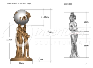 Reproducción de arte del metal del mundo es tuyo estatua de bronce chino para la venta - Product Image 5