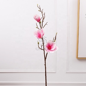 QiHao Lattice Reale di Tocco di 3D 3 Teste Bianco Rosa <span class=keywords><strong>Fiore</strong></span> di <span class=keywords><strong>Magnolia</strong></span> Stelo <span class=keywords><strong>Magnolia</strong></span> Artificiale per la Vendita - Product Image 2