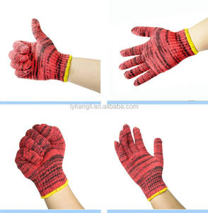 Guantes de trabajo de seguridad tejidos a mano de tela de algodón rojo - Product Image 2