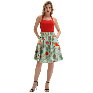 BP 女装复古复古腰带装饰棉花喇叭 a 字秋千裙 BP000839 - Product Image 3