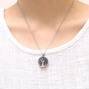 Collier pendentif urne commémorative en forme d'<span class=keywords><strong>arbre</strong></span> de vie pour cendres, bijou de crémation - Product Image 5