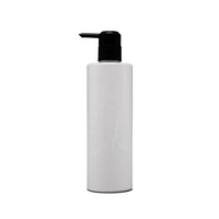 300ml plat rond blanc de bouteille D'ANIMAL FAMILIER en plastique de soin de peau de jet cosmétique de lotion de shampooing en plastique de gel de douche conteneur avec noir pompe
