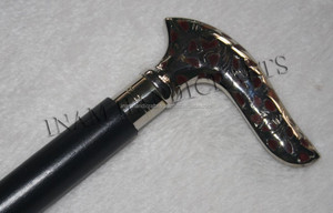 Poignée de style laiton Antique avec bâton de marche, poteau de randonnée, avec manche en bois noir - Product Image 2