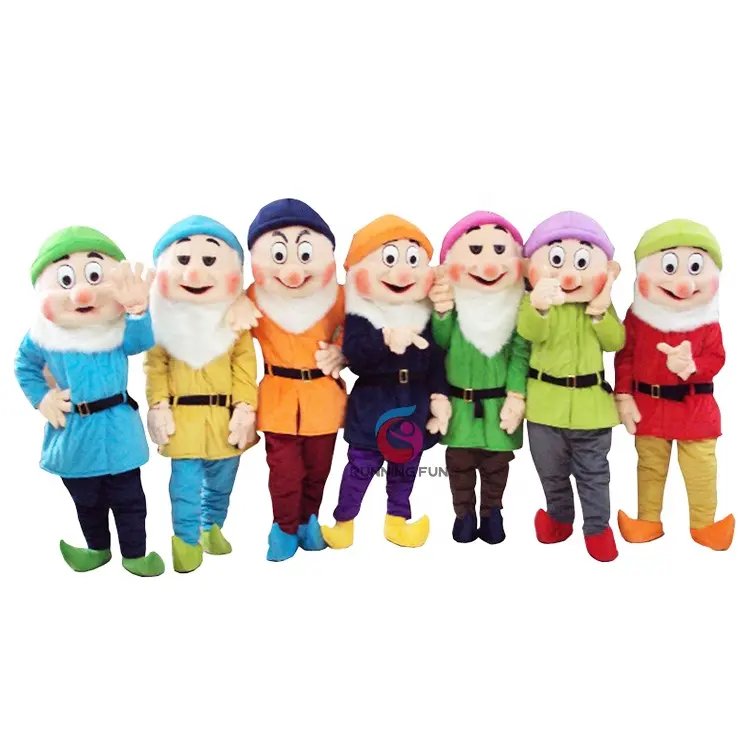 The cute now white princess movie cartoon seven dwarfs mascot costume for cosplay