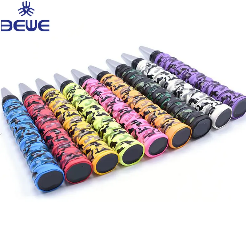 Oem Voor Koop Goede Prijs Hoge Kwaliteit Pu Air Gat Adem Duurzaam Hengel Tennis Racket Badminton Racket Camouflage Overgrip