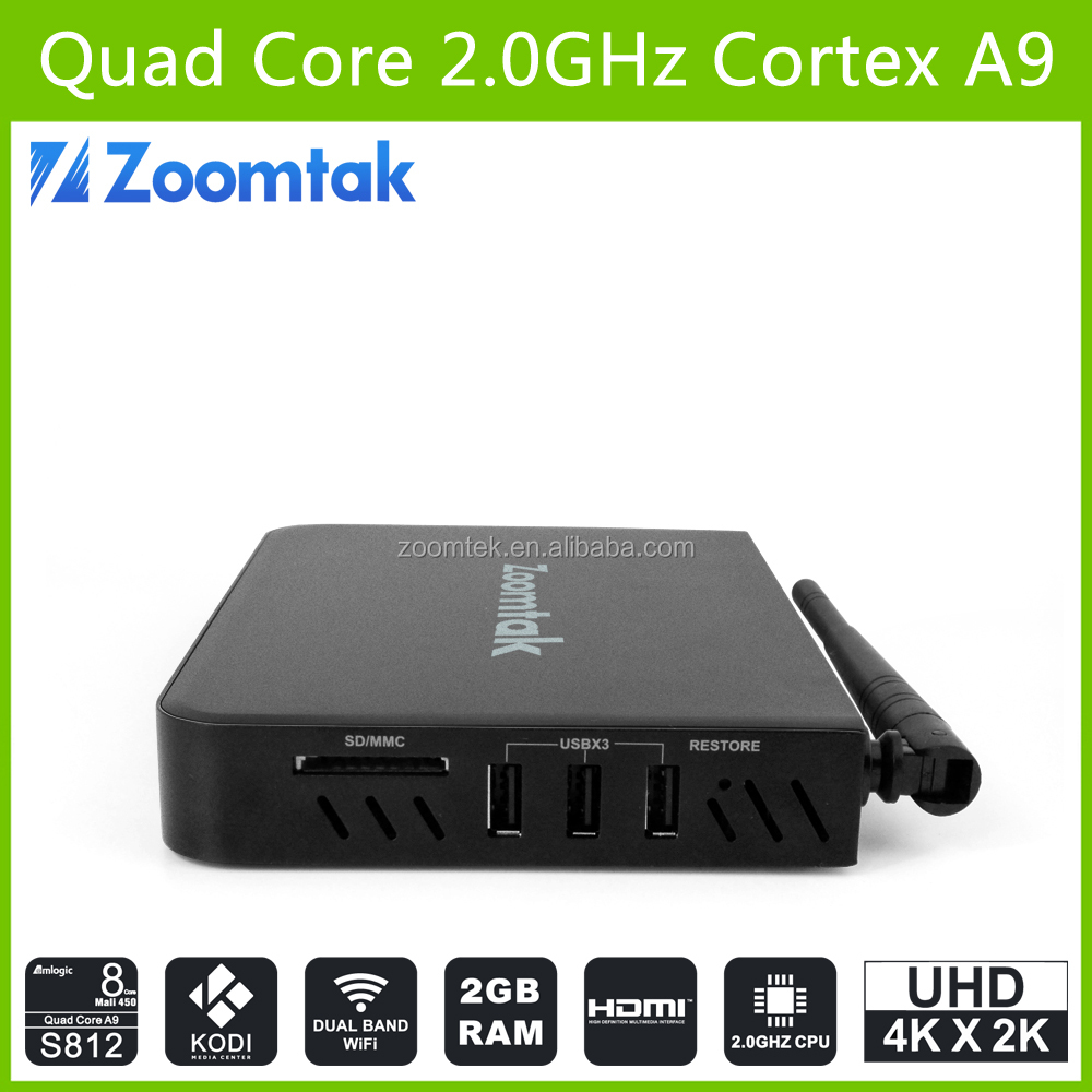 Zoomtak T8 plus 2 G RAM 16 G máster erasmus mundus Amlogic S812 quad core android tv box