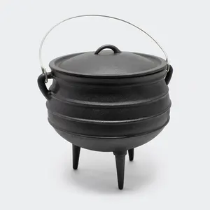 Vaso térmico tradicional africano do sul, pote de potjie com 3 pernas para acampamento ao ar livre, cauldrão