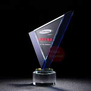 Personalizado k9, gravado troféu de vidro para negócios lembranças cristal troféu