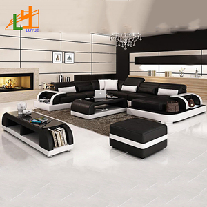 Moderne Coupe Coin Dossier Main-Reste Canapé 7 Places Meubles De Salon Canapé En Cuir Véritable - Product Image 5