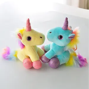 Colorful farcito peluche unicorn portachiavi giocattolo per la vendita come regalo/fabbrica diretta peluche unicorn portachiavi giocattolo per natale