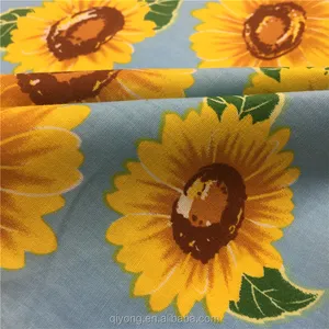Qiyong текстиль с принтом подсолнуха, обычные тканые хлопковые ткани, Текстиль, рулон 100% хлопчатобумажной ткани