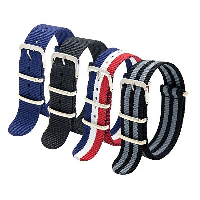 OEM Custom 12mm 14mm 16mm 18mm 20mm 22mm 24mm Striped Strap Nylon Watch Band