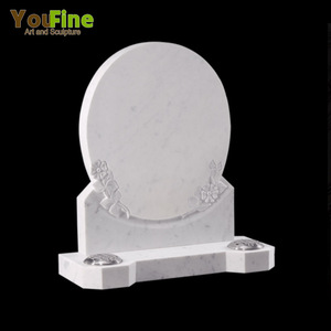 高い白い大理石の彫刻の赤ちゃんの天使の墓石 - Product Image 3