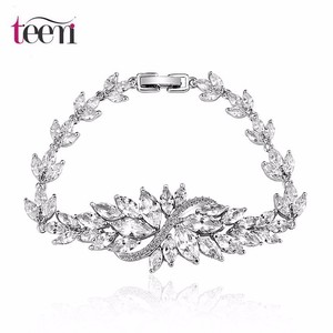 Teemi mayor de la manera Promoción Pure Marquesa Cut Claro circón cúbico 2014 Nueva Antique Platinum boda de lujo pulsera nupcia - Product Image 1