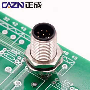 Circular M12 A Coding Female Panel Rear Mount PCB Type Waterproof IP67 Connector for Ethernet Signals M12 Connectors