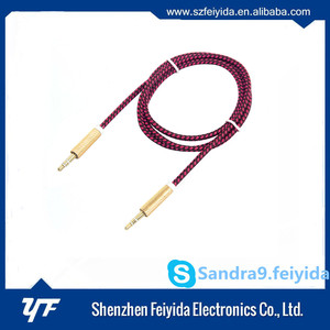 Nueva llegada DEL OEM calidad <span class=keywords><strong>3</strong></span>.5mm aux audio cable con trenzado de tela - Product Image 4