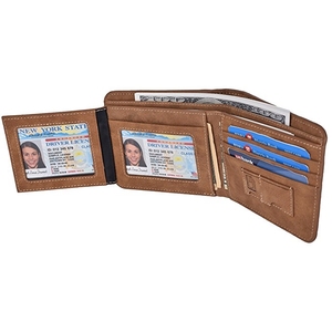 Mens Vintage <strong>Trifold</strong> <strong>Wallets</strong> RFID Blocking Leather Credit Card Holder <strong>Wallet</strong> - Product Image 4