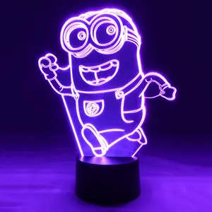 7 Color Changing Baby Night Light Bulb LED Lamp Illumination 3D Running Minions Acrylic Bedroom Toy