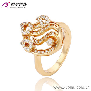 13640 Xuping 18K color oro original anillo lleno de micro estrás blancos en forma de flamas de fuego para mujer - Product Image 1