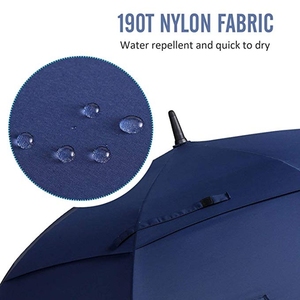Automatic Open Double Canopy Golf <span class=keywords><strong>Umbrella</strong></span> com Air Vent <span class=keywords><strong>Shoulder</strong></span> <span class=keywords><strong>Strap</strong></span> Logo Imprimir Plastic Handle Promotional Straight <span class=keywords><strong>Umbrella</strong></span>