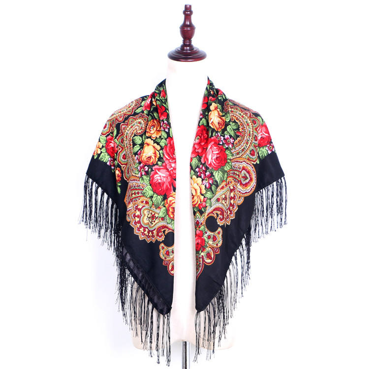 Shawl Scialli Pavlovo Posad Scialle Flamenco Con Frange Sciarpa