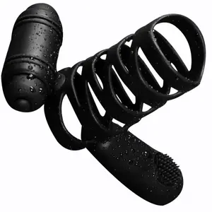 Männlichen Cock Ring Keuschheit Käfig Doppel Vibrierenden Schwanz Extender G-spot Cock Ring