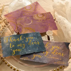 Venta al por mayor de sobres de tarjetas de regalo de lujo con purpurina de lámina dorada, regalo personalizado, sobres de invitación de boda