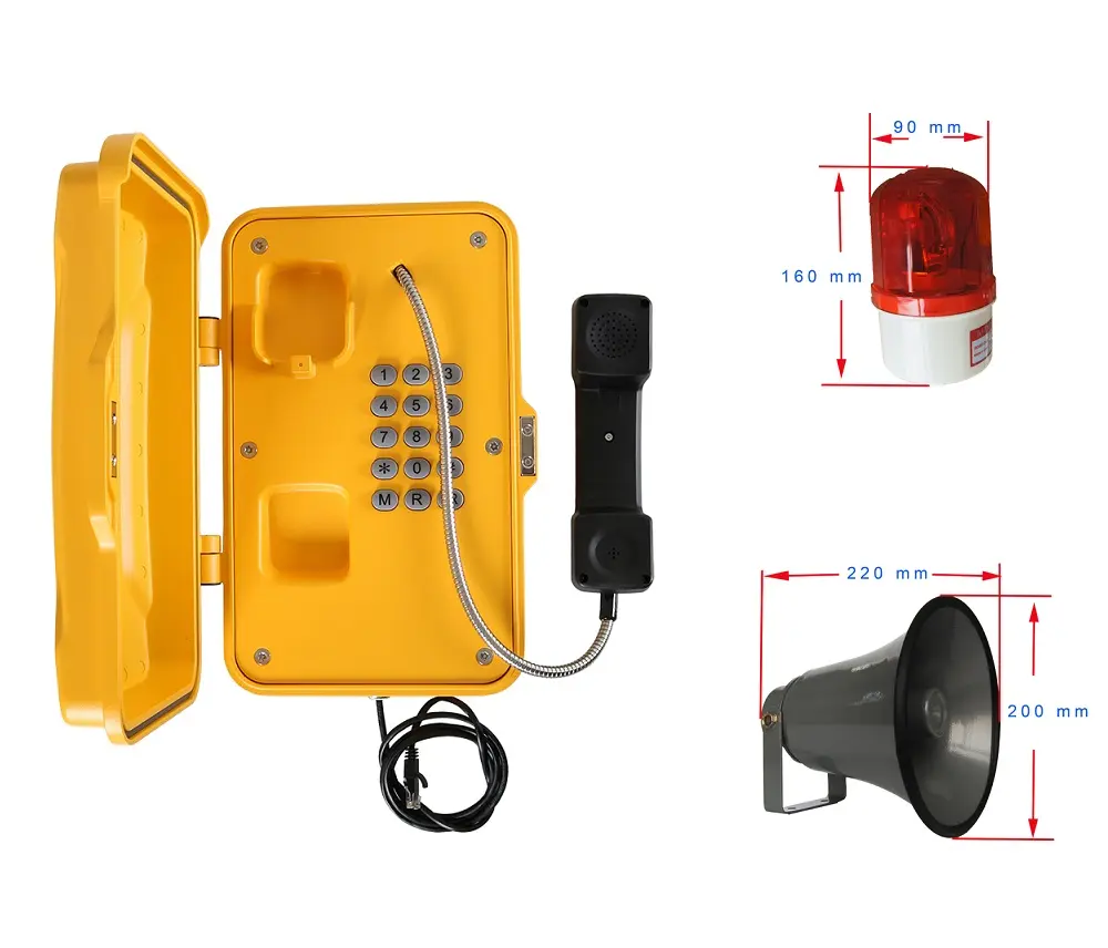 Broadcasting Waterproof Telephone Heavy-duty sos telephone IP67 Emergency Industrial telephone with horn   beacon