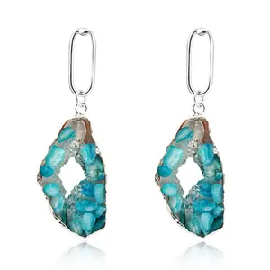 Free shipping 2019 designer jewelry clear quartz geode earrings