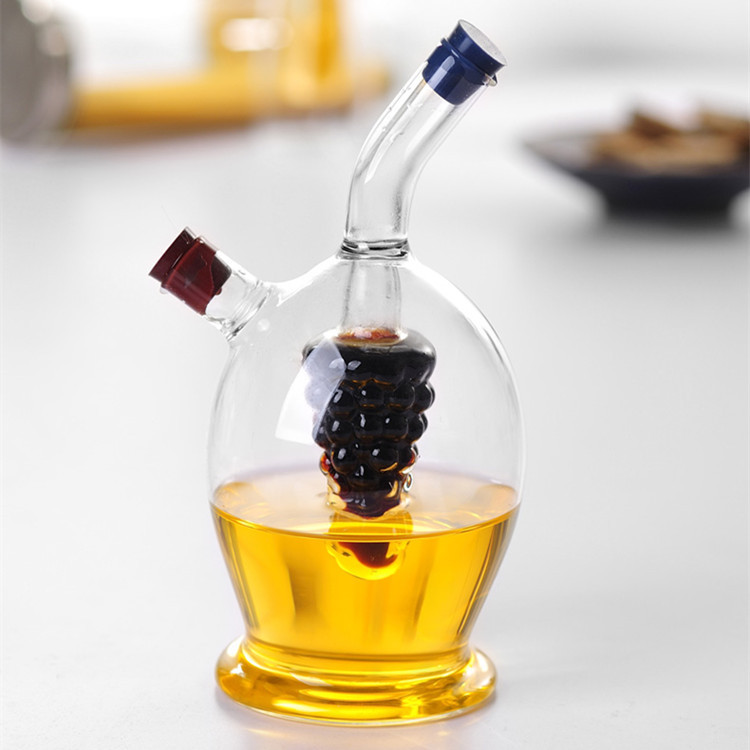 RajoNN Fournitures de Cuisine Huile Vinaigre 2 en 1 Pot en Verre Distributeur d'huile et de vinaigre Bouteille de Sauce Bouteille Distributeur d'huile (Couleur : Transparent, Taille