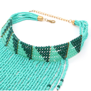 المألوف الهندي خرز كريستالي بوهو تصميم اليدوية مزين البذور حبة طويلة الشرابة المختنق قلادة لل مجوهرات النساء - Product Image 6