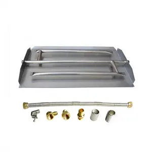 Artificial Fireplace Stainless Steel Natural Gas Or Lp Fire Pit H Burner And Rectangle Pan With System Kit