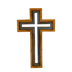 Decoration customized wholesale crafts wall laser cut wood cross designs
