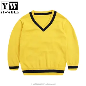 Primary kids school uniform acrylic knit V neck pullover sweater