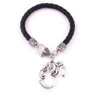 B307 Huilin Bijoux Nouveau Design OM Hindou Ganesh Pendentif Éléphant Inde Religieuse Amulette Bracelet En Cuir