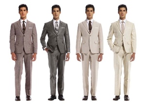 Costumes d'affaires classiques anti-rides Steve & James pour hommes en tissu laine/polyester, col cranté, fermeture simple boutonnage - Product Image 2