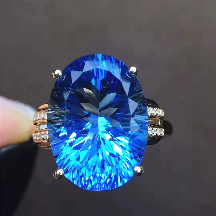 ethnic jewelry 18k gold puzzle ring 18k gold South Africa real diamond natural topaz ring for women engagement ring white gold