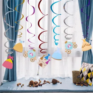 Prenses Asılı Kağıt Doğum Günü/düğün dekorasyonu Ile Folyo Tek Asılı Swirls Dize